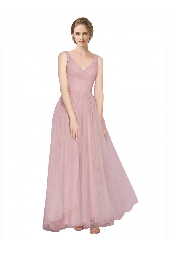 Long Pink Sleeveless A-Line V-Back Bridesmaid Dress Birmingham