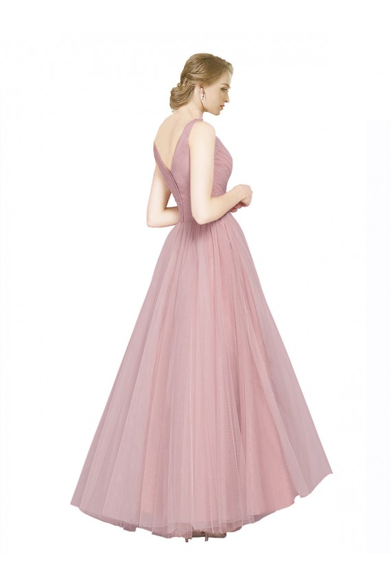 Long Pink Sleeveless A-Line V-Back Bridesmaid Dress Birmingham