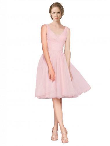 Knee Length Pink Sleeveless A-Line Bridesmaid Gown Birmingham