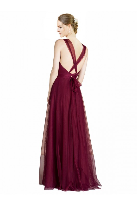 Long Sleeveless A-Line Open Back Tulle Bridesmaid Dress Birmingham