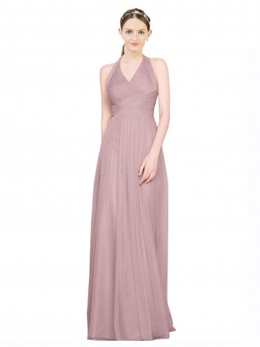 Long Sleeveless A-Line Low Back Tulle Bridesmaid Gown Birmingham