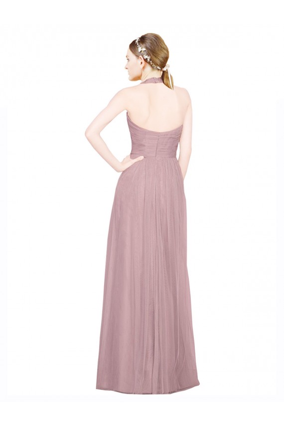Long Sleeveless A-Line Low Back Tulle Bridesmaid Gown Birmingham
