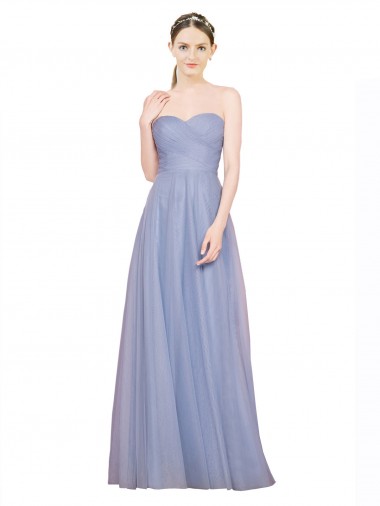 Long Light Sky Blue Sleeveless A-Line Low Back Tulle Formal Dress / Bridesmaid Dress Birmingham