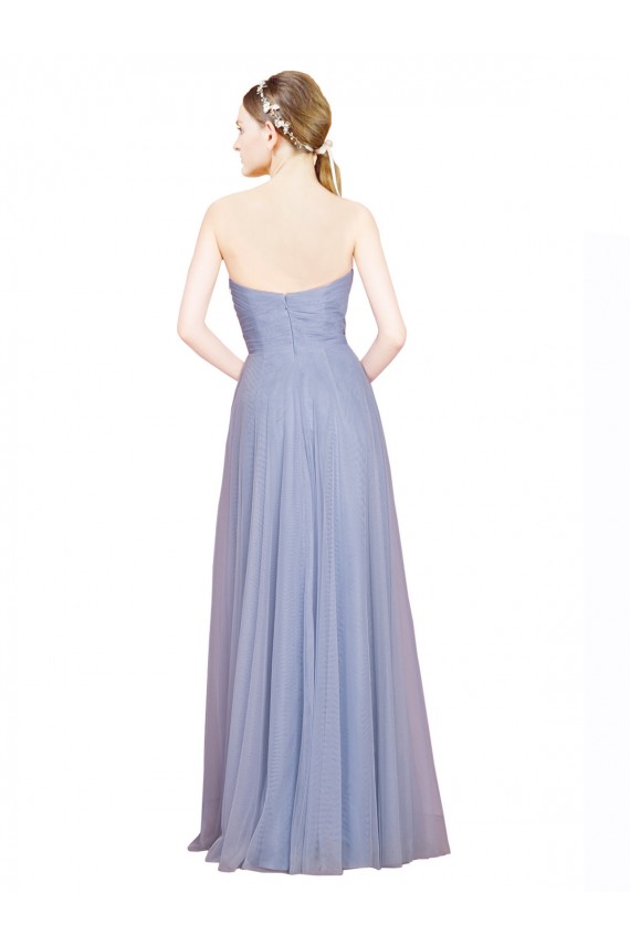 Long Light Sky Blue Sleeveless A-Line Low Back Tulle Formal Dress / Bridesmaid Dress Birmingham