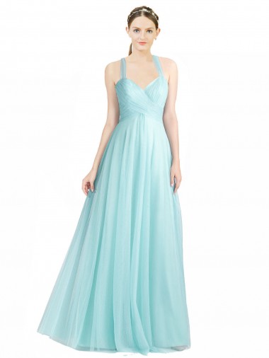 Long Mint Green Sleeveless A-Line Low Back Bridesmaid Dress Birmingham