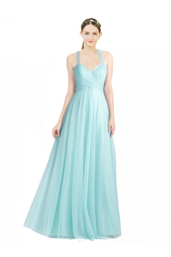 Long Mint Green Sleeveless A-Line Low Back Bridesmaid Dress Birmingham