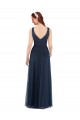 Long Dark Navy Sleeveless Sheath V-Back Bridesmaid Dress Birmingham