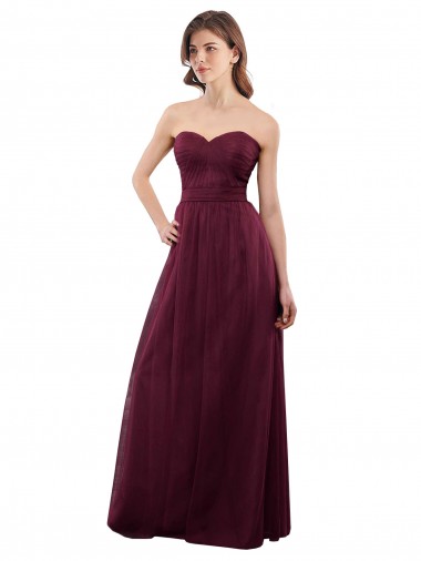 Long Burgundy Sleeveless A-Line Low Back Bridesmaid Dress Birmingham
