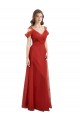 Long Red Cold Shoulder A-Line V-Back Formal Dress / Bridesmaid Dress Birmingham