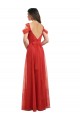 Long Red Cold Shoulder A-Line V-Back Formal Dress / Bridesmaid Dress Birmingham