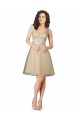 Knee Length Champagne Sleeveless A-Line V-Back Bridesmaid Dress Birmingham