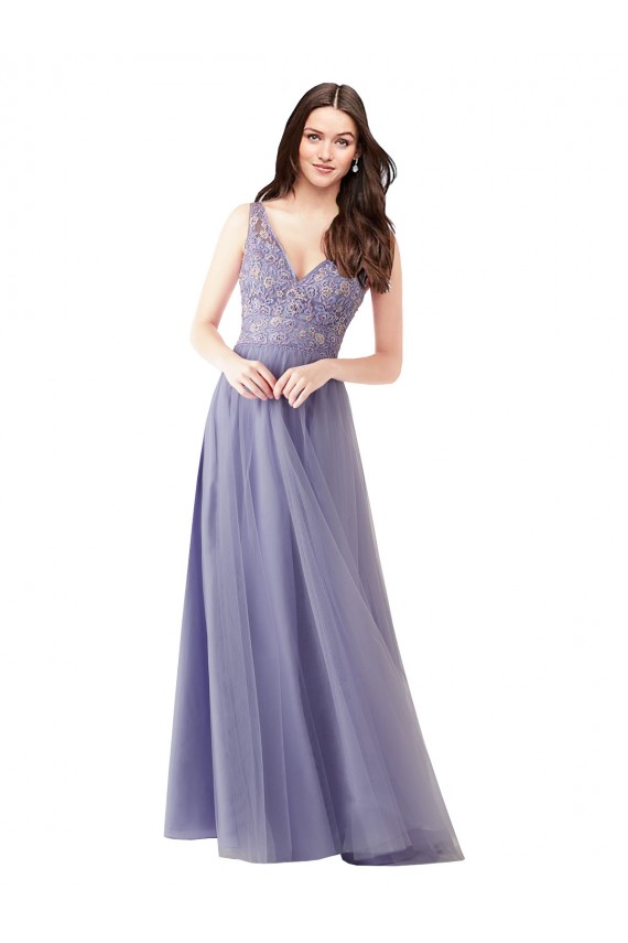 Long Sleeveless A-Line V-Back Tulle & Lace Formal Dress / Bridesmaid Dress Birmingham