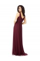 Long Burgundy Gold Sleeveless A-Line Tulle Bridesmaid Dress Birmingham
