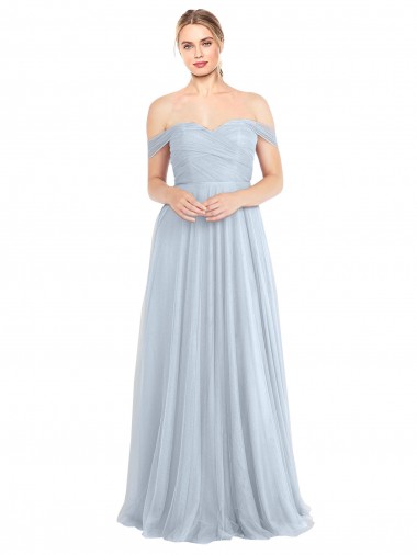 Long Light Sky Blue Sleeveless A-Line Tulle Evening Dress / Bridesmaid Dress Birmingham