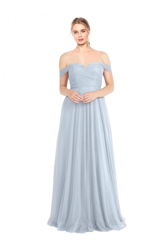 Long Light Sky Blue Sleeveless A-Line Tulle Evening Dress / Bridesmaid Dress Birmingham
