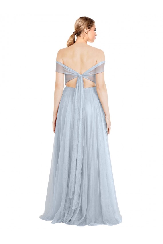 Long Light Sky Blue Sleeveless A-Line Tulle Evening Dress / Bridesmaid Dress Birmingham