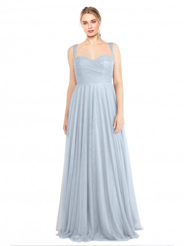 Long Light Sky Blue Sleeveless A-Line Tulle Evening Gown / Bridesmaid Dress Birmingham