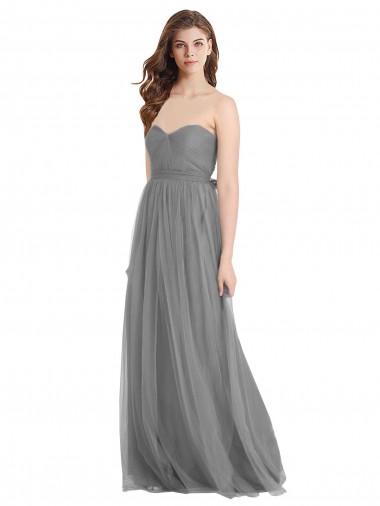 Long Slate Grey Sleeveless A-Line Bridesmaid Gown Birmingham