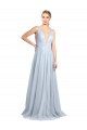 Long Floor Length Light Sky Blue Sleeveless A-Line V-Back Bridesmaid Dress Birmingham