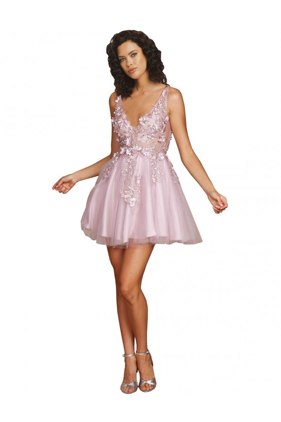 Short 未制定 Sleeveless A-Line V-Back Bridesmaid Dress Birmingham
