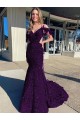 Court Train Plum Purple Sleeveless Sheath Velvet Sequin Prom Dress / Evening Dress Birmingham