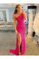 Sweep Train Fuchsia Sleeveless Sheath Velvet Sequin Evening Dress Birmingham