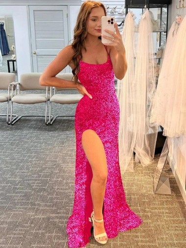 Sweep Train Fuchsia Sleeveless Sheath Velvet Sequin Prom Dress / Evening Gown Birmingham