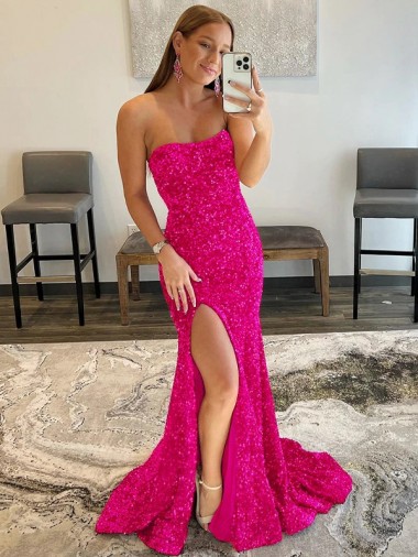 Sweep Train Fuchsia Sleeveless Sheath Velvet Sequin Prom Dress Birmingham