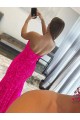 Sweep Train Fuchsia Sleeveless Sheath Velvet Sequin Prom Dress Birmingham