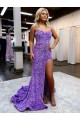 Court Train Lavender Sleeveless A-Line Velvet Sequin Prom Dress / Evening Dress Birmingham