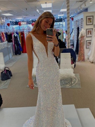 Sweep Train Sleeveless Sheath Velvet Sequin Prom Dress / Evening Dress Birmingham