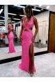 Long Sweep Train Sleeveless Sheath Velvet Sequin Evening Dress Birmingham