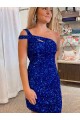 Short Fuchsia Sleeveless Sheath Velvet Sequin Prom Dress / Evening Dress Birmingham