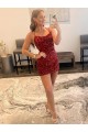 Short Burgundy Sleeveless Sheath Velvet Sequin Prom Dress / Evening Dress Birmingham