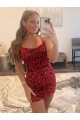 Short Burgundy Sleeveless Sheath Velvet Sequin Prom Dress / Evening Dress Birmingham