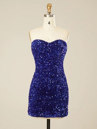 Short Sleeveless Sheath Velvet Sequin Prom Dresses Birmingham