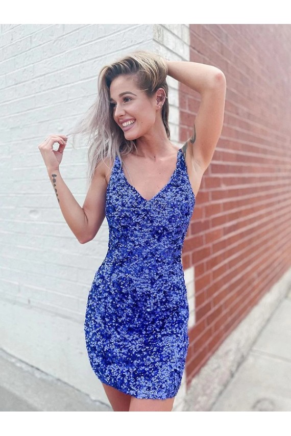 Short Sleeveless Sheath Velvet Sequin Evening Dress Birmingham