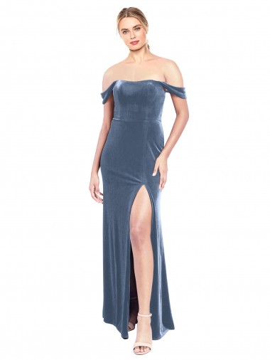 Long Dusty Blue Sleeveless A-Line Prom Dress / Bridesmaid Dress Birmingham