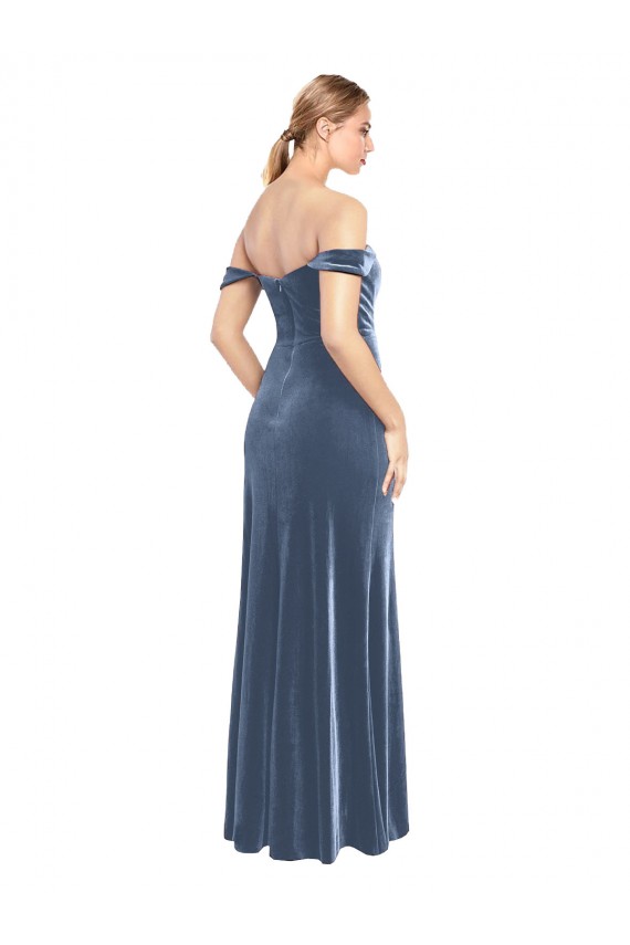 Long Dusty Blue Sleeveless A-Line Prom Dress / Bridesmaid Dress Birmingham
