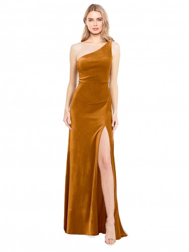 Long Gold Sleeveless A-Line Stretch Velvet Formal Evening Gown / Prom Dress / Bridesmaid Dress Birmingham