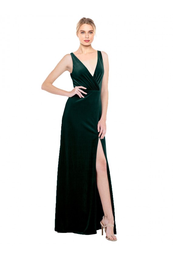 Long Dark Green Sleeveless A-Line V-Back Black Tie Evening Gown / Prom Dress / Bridesmaid Dress Birmingham