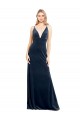 Long Dark Navy Sleeveless A-Line V-Back Stretch Velvet Prom Dress / Bridesmaid Dress Birmingham