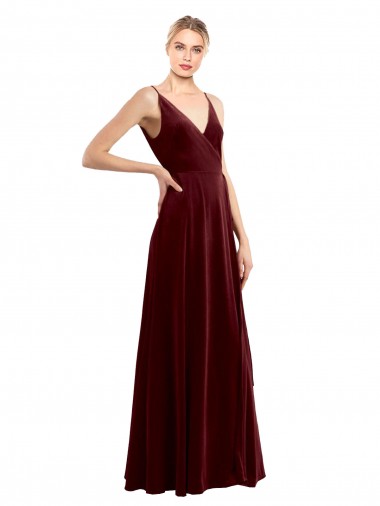Long Burgundy Sleeveless A-Line V-Back Bridesmaid Dress / Evening Dress Birmingham