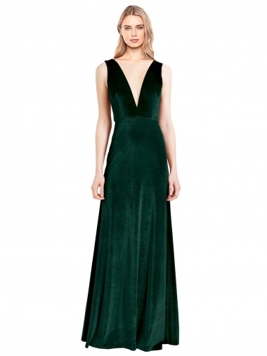 Long Dark Green Sleeveless A-Line V-Back Bridesmaid Dress / Formal Dress Birmingham