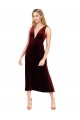 Midi Length Burgundy Sleeveless A-Line V-Back Prom Dress / Bridesmaid Dress Birmingham