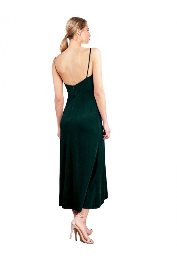 Midi Length Dark Green Sleeveless A-Line Low Back Prom Dress / Bridesmaid Dress Birmingham