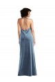 Long Dusty Blue Sleeveless Sheath V-Back Bridesmaid Dress / Evening Dress Birmingham