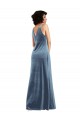 Long Dusty Blue Sleeveless Sheath V-Back Evening Dress / Bridesmaid Dress Birmingham