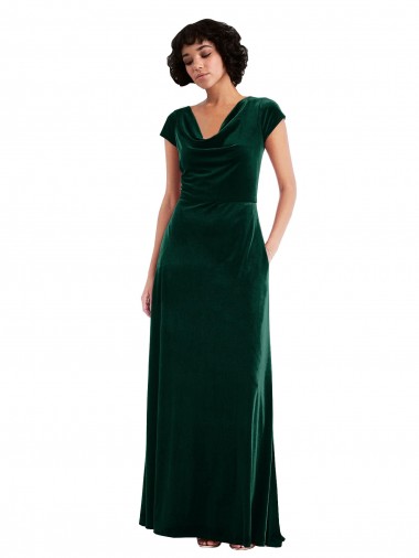 Long Dark Green Cap Sleeves A-Line Black Tie Evening Gown / Prom Dress / Bridesmaid Dress Birmingham