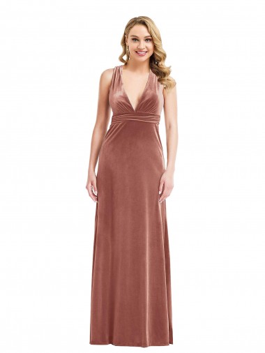 Long Cinnamon Rose Sleeveless A-Line Open Back Bridesmaid Dress / Evening Dress Birmingham